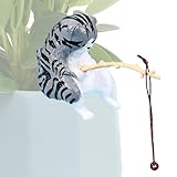 Genérico Pesca del Gato del Acuario,Estatua de Gato de Pesca Acuario, Figuras Miniaturas de Pesca, Pez paisajismo Adornos Mini Figura Dibujos Animados Estatua para Acuario Deco