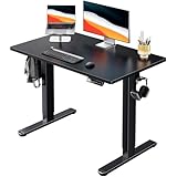 HUANUO Electric Standing Desk, 40" x 24" Whole Piece Desktop, Adjustable Height Computer Desk, 4 Height Memory Settings, Sit Stand Up Desk for Home Office, Black