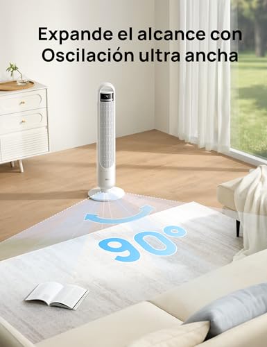 Miniatura 5 de Dreo Ventilador De Torre Silencioso 23db, Alcance De 9.8 M, 4 Niveles De Velocidad, 3 Modos De Funcionamiento, Temporizador De 8 Horas, Oscilación De 90 , Ideal Para Dormitorios Y Oficinas