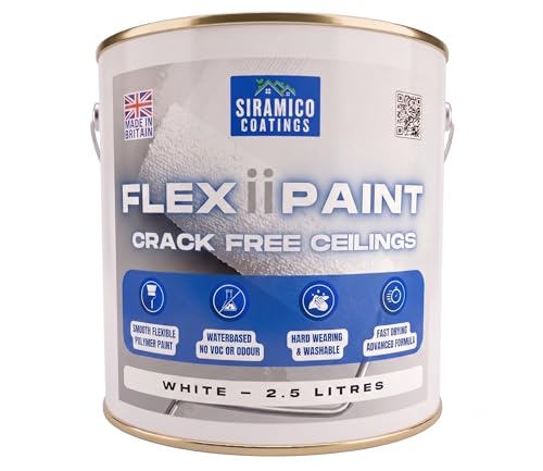Image of SIRAMICO COATINGS FlexiiPaint | White - 2.5 Litre | Crack Resistant Ceiling and Wall Paint