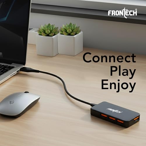 Image of Frontech USB Hub with 4 Port | Switches & LED Indicators | Extra Power Support|480 Mbps Speed - Each Port|Fuse Protection for PC, USB Flash Drives | Backed with 1 Year Warranty (NC-0062)