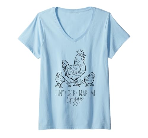 Women's Tiny Cocks Make Me Giggle Funny Men Women V-Neck T-Shirt