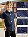 Spring&Gege Boys Dress Shirt Cotton Button Down Shirts with Single Pocket Solid Formal Top, NavyBlue, 7-8 Years