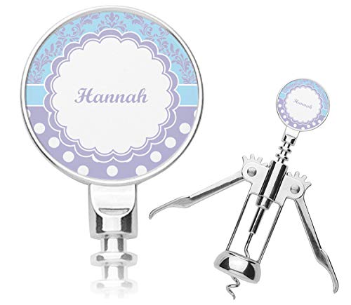 Personalized Purple Damask & Dots Corkscrew