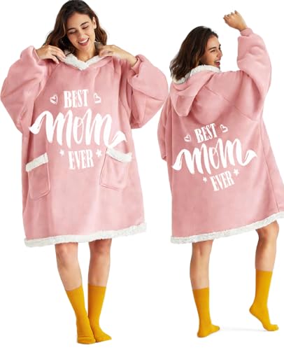 Oversized Blanket Hoodie Mum Mothers Gifts,Ultra Soft Wearable Throw with Pockets Sleeves,Snuggle Blanket Gifts for Mum from Son or Daughter