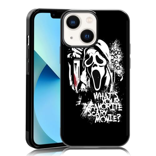 MMYAJT Favorite Scary Phone Case Compatible with iPhone 13 Mini, Scream iPhone Case Shockproof Black and White Phone Halloween Funny Cover Gift for Boy Girl Men Women