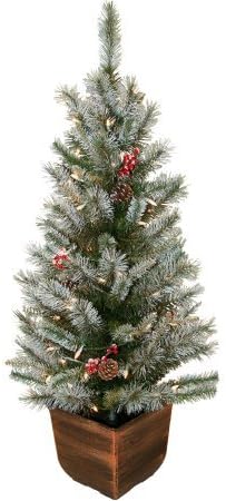 Pre-Lit 4' Alpine Entryway Frosted Artificial Christmas Tree with Berries, 70 Clear Lights