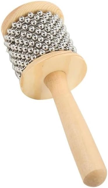 Drums Instrument – Wooden Rattle for Rhythm Practice, Eco-Friendly Beaded Hand Percussion, Portable Music Accessory for Drummers, Educators & Performers (Medium cabassa)