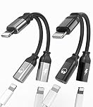 Iphone Dual Lightning Jack Dongle Splitter 2 in 1 Headphone Adapter(2pack)Audio Charging Converter Charger Aux Cable Connector Apple MFI Certified for 14 13 12 11 Pro Max 7 8 Plus Mini X Xr Ipad Air