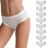 Cotonella 8 Pezzi Slip Donna L'Altra 3363 Midi in Cotone Bielastico, Bianco 4/L