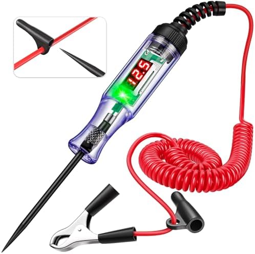 WINAMOO Test Light Automotive 5-90V Digital LED Circuit Tester with Voltage Display, Auto Bidirectional Voltage Tester, Electric Test Pen with Extended Spring Wire & Probe for Car RV Fuse Checker