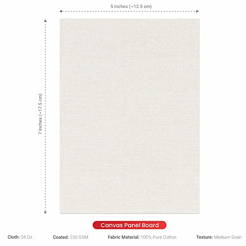 Image of Scholar Art Hobby Series 04 Oz (230 GSM) 100% Cotton Canvas Panel Board for Painting (White Blank Canvas Boards for Acrylic Paint, Oil Paint, Wet & Dry Media) | 05 inchx07 inch (12.5x17.5 cm), Pack of 6