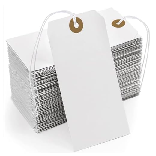 White Tags with String Attached,200 Pcs Large Marking Tags Paper Hanging Tags with Elastic Rope Attached,Writable Price Tags Blank Paper Gift Tags for All Occasions