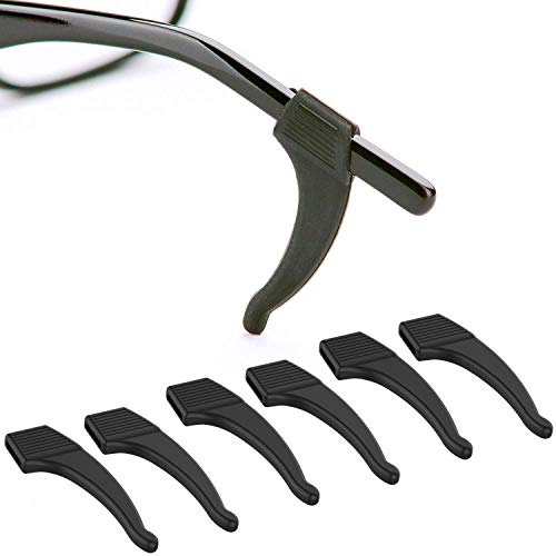 Anti-Slip Glasses Ear Hook Grip - 3 Pack - Stretch Fit for Sunglasses and Glasses (Black)