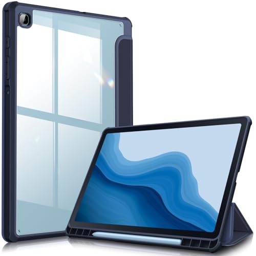 Fintie Hybrid Slim Case for Samsung Galaxy Tab S6 Lite 10.4 Inch 2024/2022/2020 with S Pen Holder, Shockproof Cover with Clear Transparent Back Shell, Navy