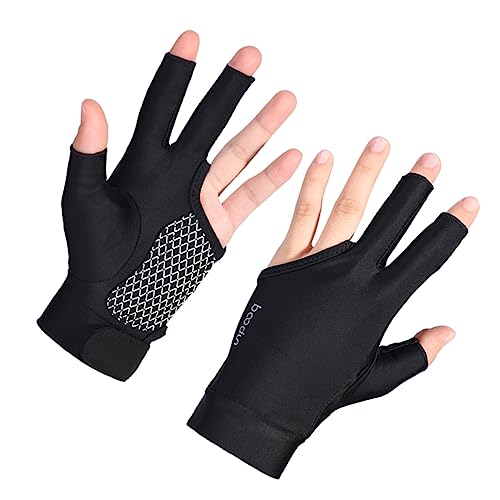 BESPORTBLE Billiard Gloves Snooker Glove 3 Fingers Black Neoprene Breathable Easy to Carry