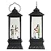 Eldnacele Singing Battery Operated Musical Lighted Christmas Snowman Water Glittering Swirling Snow Globe Lantern with Music Christmas Home Decoration and Gift, Snowman Family