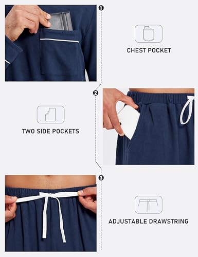 Image of Mofiz Men's Pajama Sets Viscose Long Sleeve Crewneck Warm Sleepwear