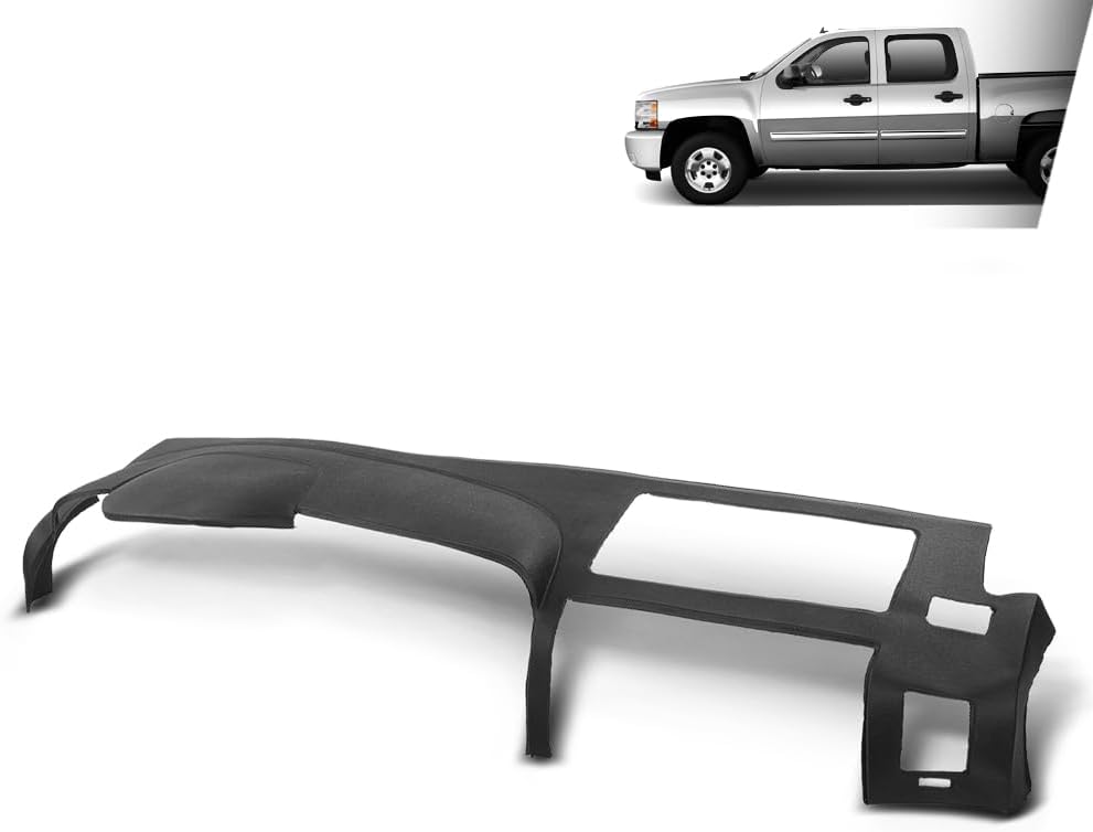 G-PLUS TPE Dash Cover Dashboard Compatible with Chevy Silverado GMC Sierra 2007-2013,Fit Dual Glovebox Style Dashes Only Black