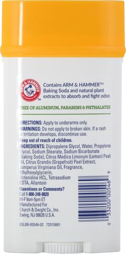 ARM & HAMMER Essentials Solid Deodorant, Clean, Wide Stick, 2.5 oz. (Pack of 3)