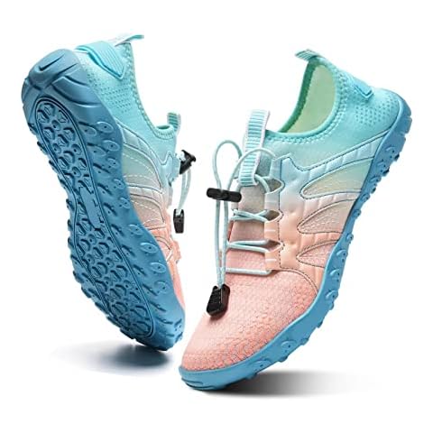 Water-Shoes-Mens-Womens Quick-Dry Barefoot-Swim Diving Shoes-Aqua-Socks for Sports Climbing Beach Surf, V018/Pink Blue, 10 Women/8.5 Men Cover