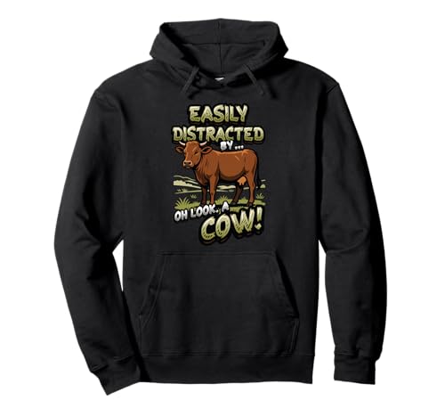 Easy Distracted By Oh Look A Cow Funny Farm Animal �p�[�J�[