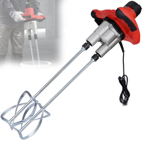 Agitador De Mortero Eléctrico De Doble Paleta, Mezclador De Hormigón Eléctrico De Mano De 2500 W, Ajuste De 6 Velocidades, Mezclador De Barro Portátil, Para Mezclar Barro, Cemento, Mortero, Pintura