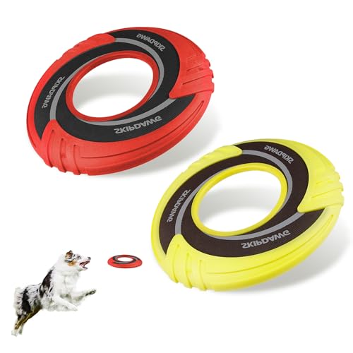 Image of SKIPDAWG Dog Flying Disc Tug Toys 2 Pack, Light Fetch Toy for Outdoor Play