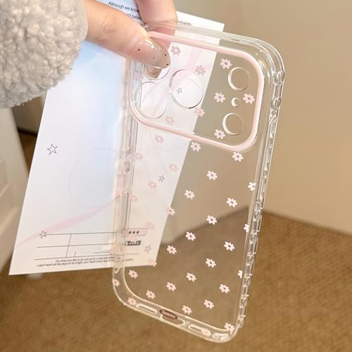 Coque iPhone 14 Pro Max transparente antichoc fleur rose silicone
