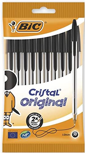 BIC Cristal Original Ballpoint Pens, Every-Day Biro Pens with Medium Point (1.0mm), Blue Ink, Pack of 10