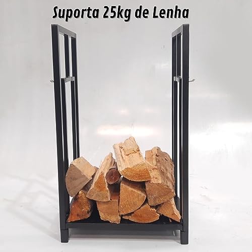 Suporte para Lenhas Cesto Portátil Lareira Fogão Campeiro Organização Limpeza Luxo