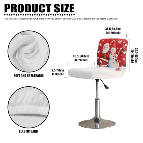 Image of Santa Claus and Snowman 4Pcs Seats Covers for Stools Bar Stool Seat Cover Slipcovers Elastic Washable Chair Cover for Kitchen Island Stools