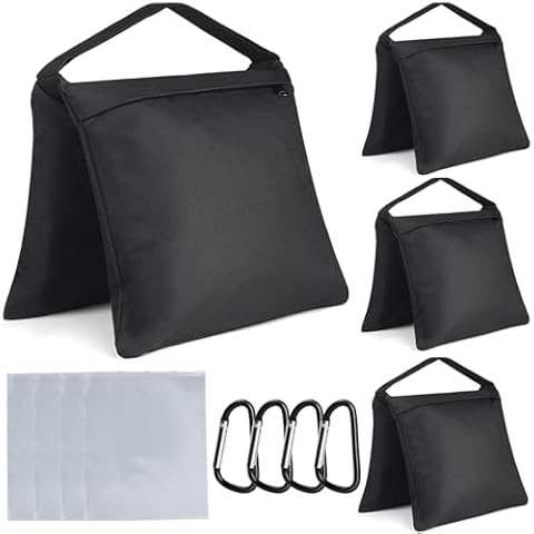 4 Packs Sandbag Weight Bags with Slider Bags for Light Stands, Video Stand, Backdrop Stand, Photo Tripod, Canopy, Pop up Tent, Umbrella Base, Fishing Chair, Picnic Table Cover