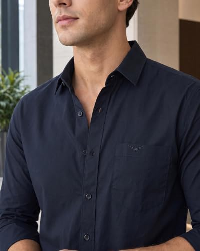 Image of NOBERO Men's Cotton Shirt | Regular Fit | Full Sleeve Solid Shirt | Casual, Office Wear & Business Casual
