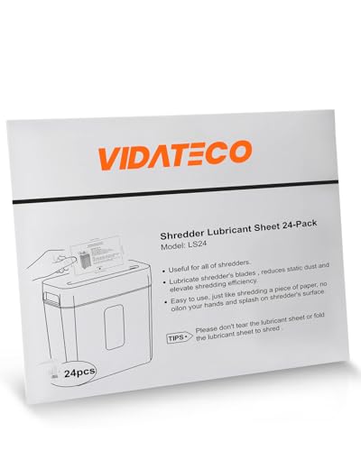 Vidateco Ölpapier für Aktenvernichter, 24 Blatt Ölblätter für die Wartung des Schredders