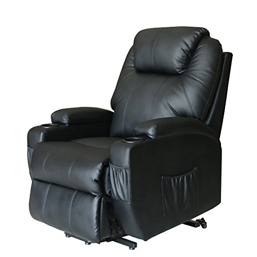 Extreme Comfort Deluxe Power Lift Heated Vibrating Massage Recliner Chair With Wheels/Control (Black) Great For Elder Folks #TOP10