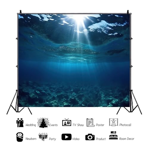 Under The Sea Backdrop for Photography 10x8ft Sunlight Through Blue Sea Water Photo Background Ocean Theme Birthday Baby Shower Kids Adults Party Decorations Banner Studio Photo Booth Props by Lexfvpoo - Used condition - Image 4
