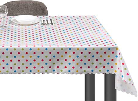 My Stellar Collection Table Cloth Vinyl Table Cover w/Non-Woven Backing Waterproof, Oil Proof, Wipeable for Daily Dining,Indoor and Outdoor Use (Color Circles, 55x70 inch Rectangle)