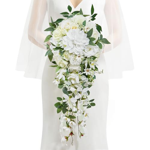 Serwalin 11Inch Bridal Bouquet White Green
