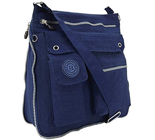 ekavale - leichte Damen-Umhängetasche - Praktische Crossbody-Handtasche - mit vielen fächern - Schultertasche wasserabweisende Damentasche (Marineblau)