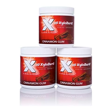 XyloBurst Gum | Xylitol Chewing Gum | Sugar Free, Gluten Free, Keto Friendly | Aspartame Free Gum For Oral Health | Cinnamon | 100-Count Jar, Pack of 3 Cover