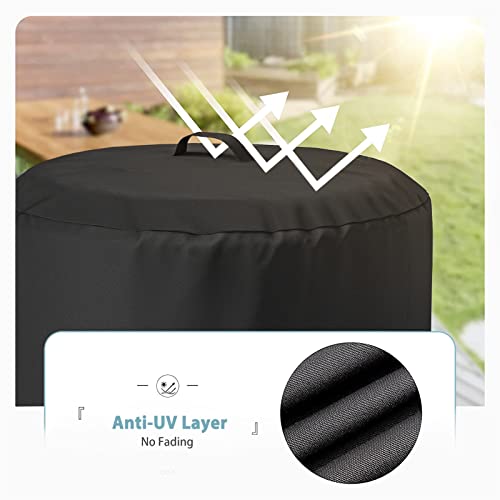 SHINESTAR Fire Pit Cover , Fits for 27"-29" Inch Fire Pit Table, Gas Fire-600D Heavy Duty Fabric, Waterproof and Windproof, 29 Dia x 18 H, Black by SHINESTAR - Used condition - Image 8