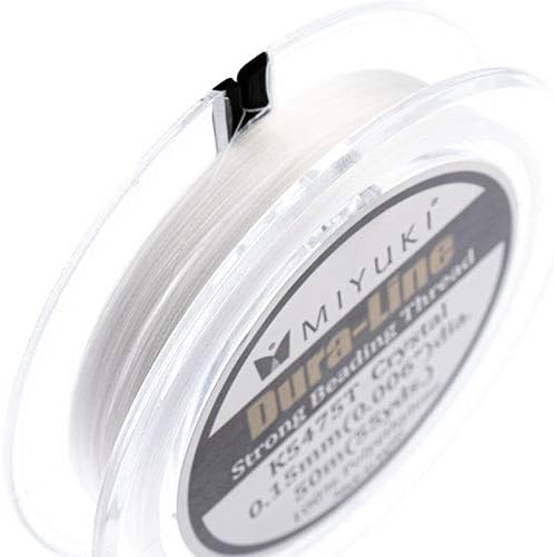 Miyuki Dura-Line 50m Crystal Clear 0.15mm - Strong Beading Thread Used for DIY Jewelry Making, Arts and Craft, Crochet and Cloth Weaving