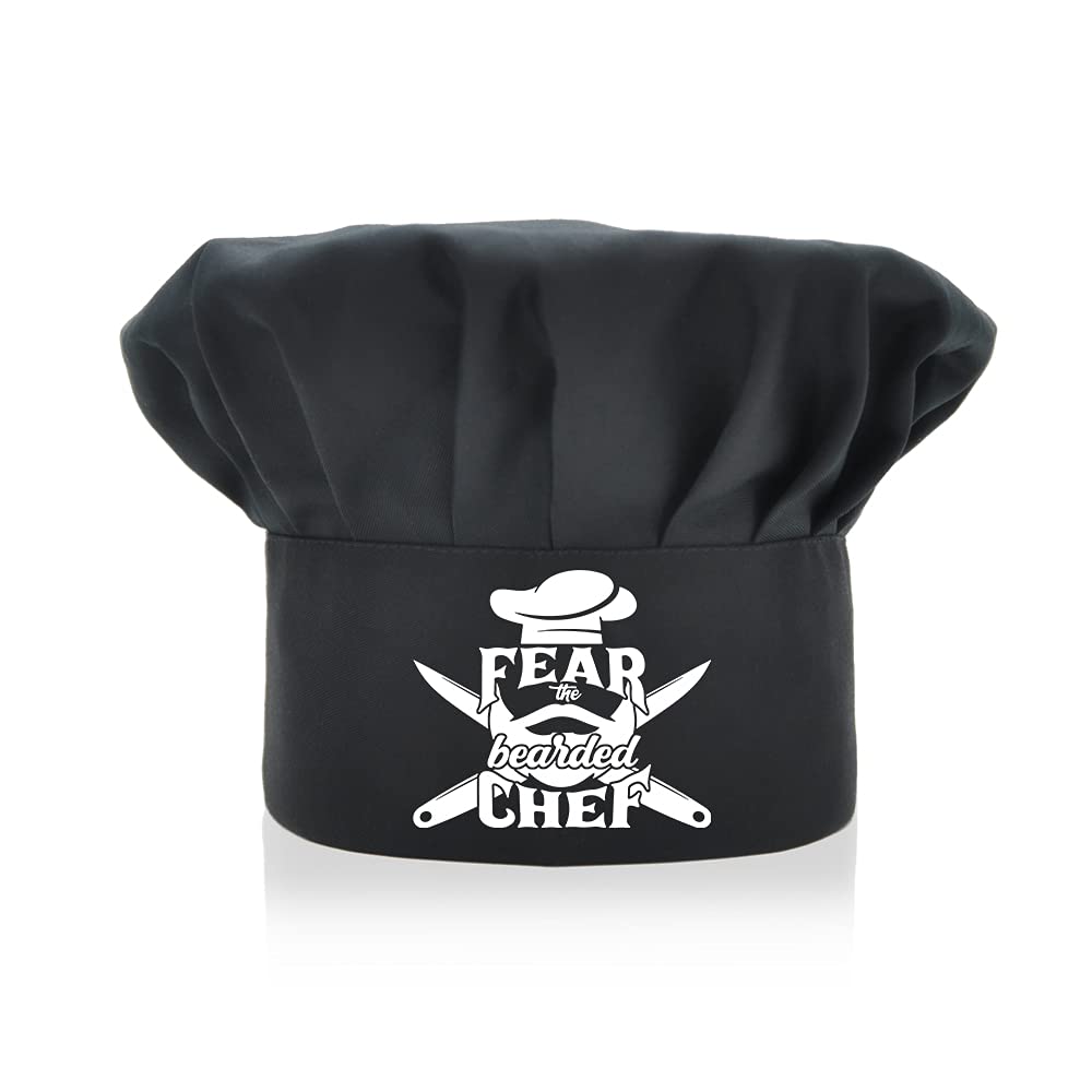 AGMdesign Funny Chef Hat, Fear The Bearded Chef, Adjustable Kitchen Cooking Hat for Men & Women Black, Mother's Day/Father's Day/Birthday Gift for Him, Her, Mom, Dad, Friend
