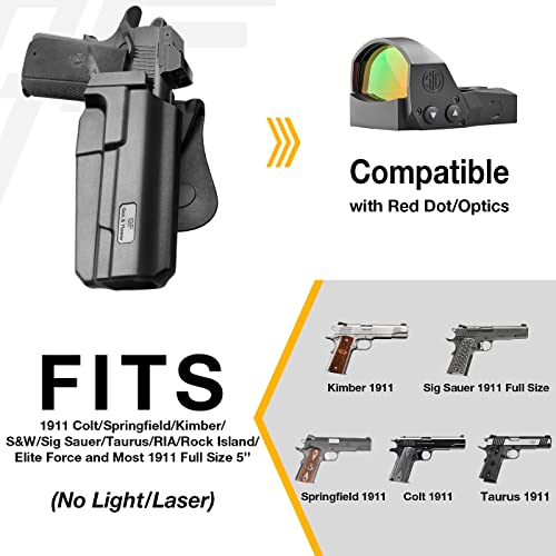 Colt 1911 Holster, Owb Thumb Release Holster For 1911 5'' No Rail. Rock Island Armory 1911/Springfield 1911/Elite Force 1911/Kimber 1911 And More #TOP2