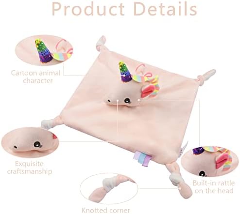 Lanjue Baby Comforters Blanket, Unicorn Baby Soft Touch Blankets Infant Toddler Cuddle Snuggle Toy Blankets, Gifts for Newborn Baby Girls Boys