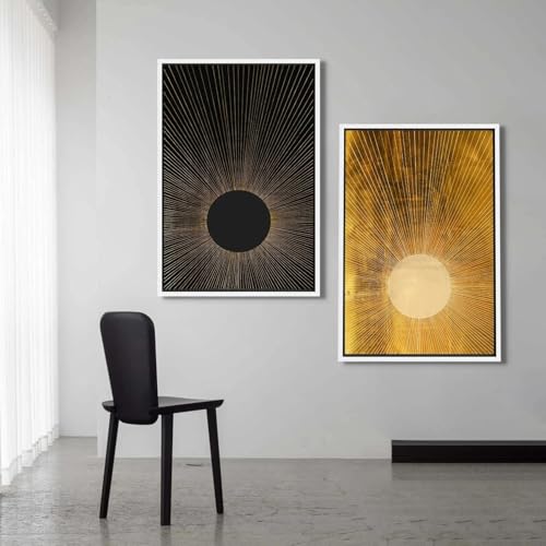 Peinture sur toile soleil bohème pour grand mur de salon chic
