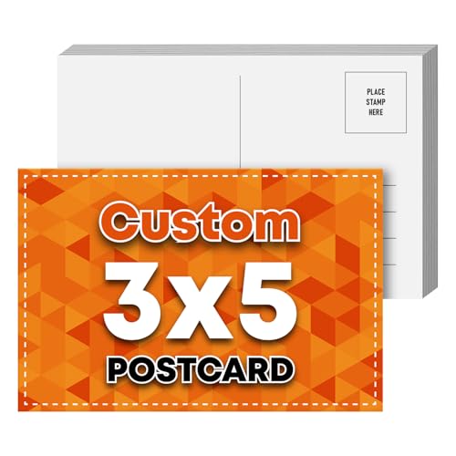 3" x 5" Custom Printed Postcards, Upload Your Text and Image, Personalized Printable Post Cards, 2 Sided Print on Thick Glossy Card Stock - Perfect for Direct Mail Greetings Invitations - 100 per Pack