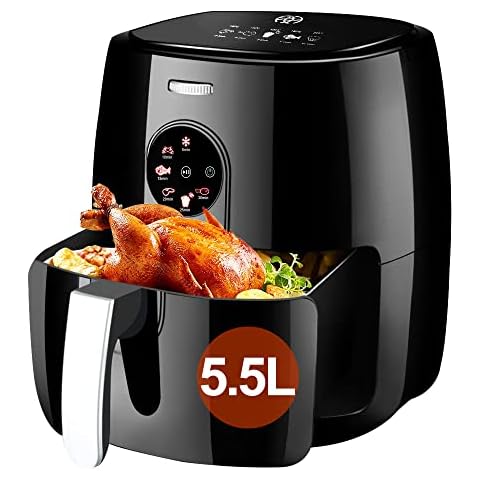 Heißluftfritteuse ARINTUL Airfryer 5.5L ohne Öl, Luftfritteuse Set mit Touchscreen Cover