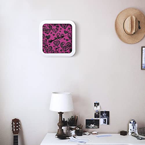 Pendule murale silencieuse à quartz violette 26cm pour école et maison - 7